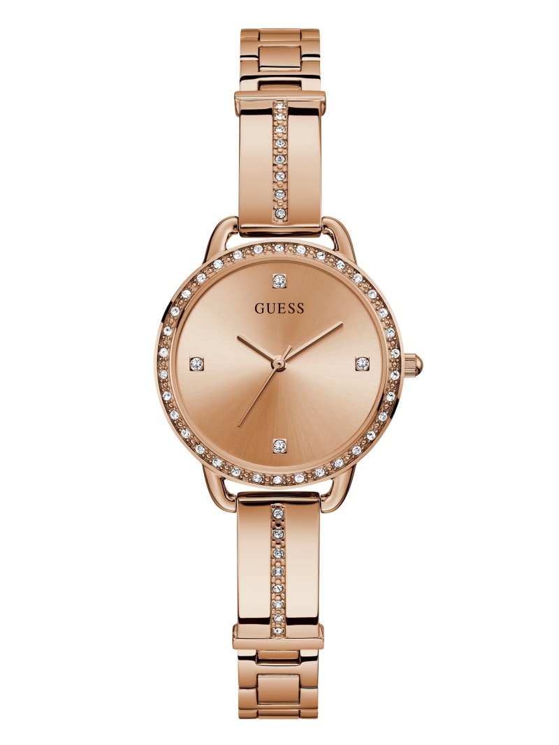 Guess Rose Gold-Tone Crystal Analog Watch. 3