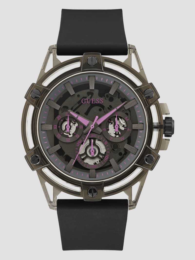 Black and Pink Multifunction Watch