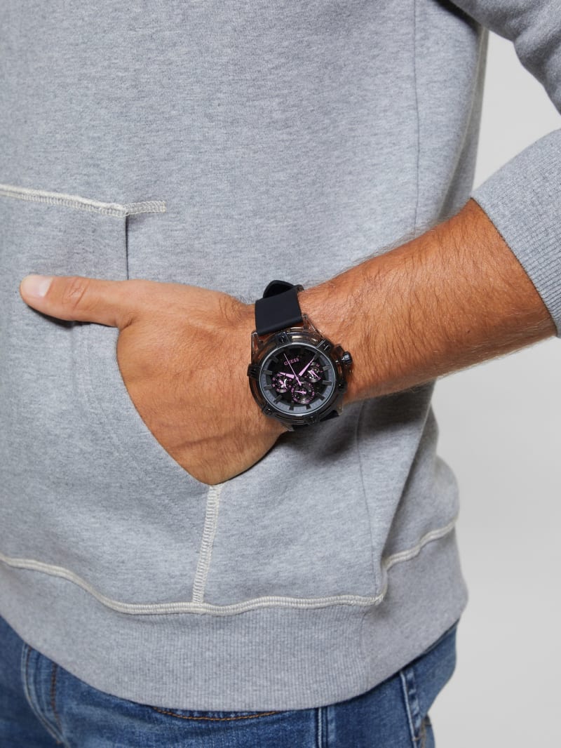 Black and Pink Multifunction Watch