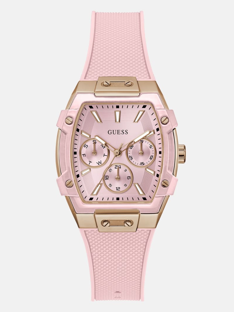 GUESS® Pink Silicone Multifunction Watch