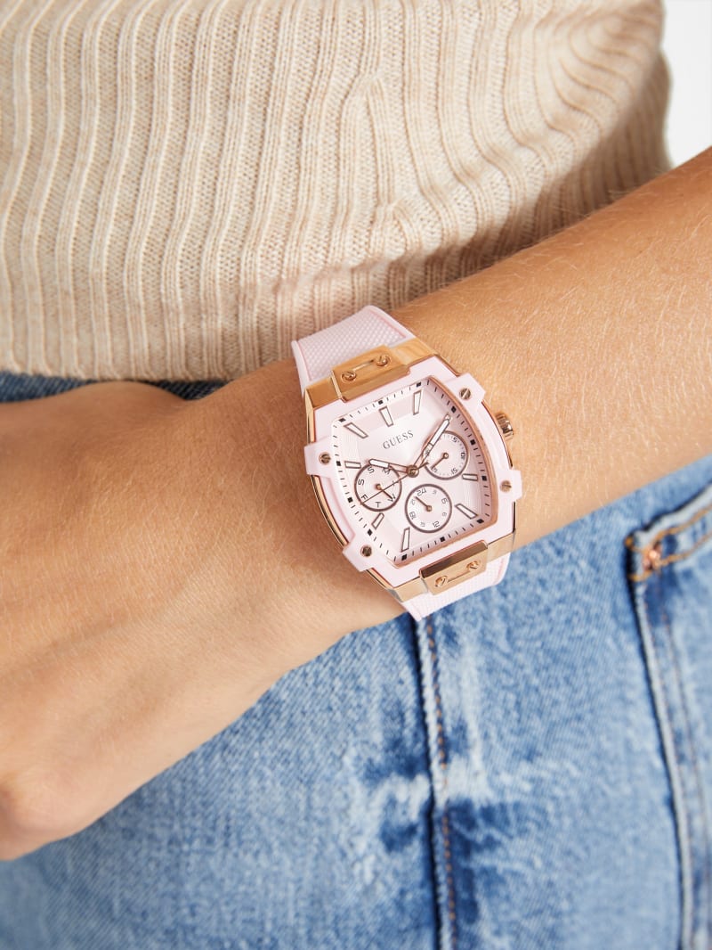 Pink Silicone Multifunction Watch