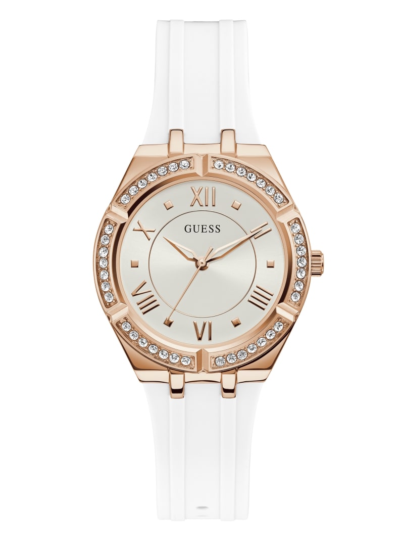 Rose Gold Tone and White Analog Watch