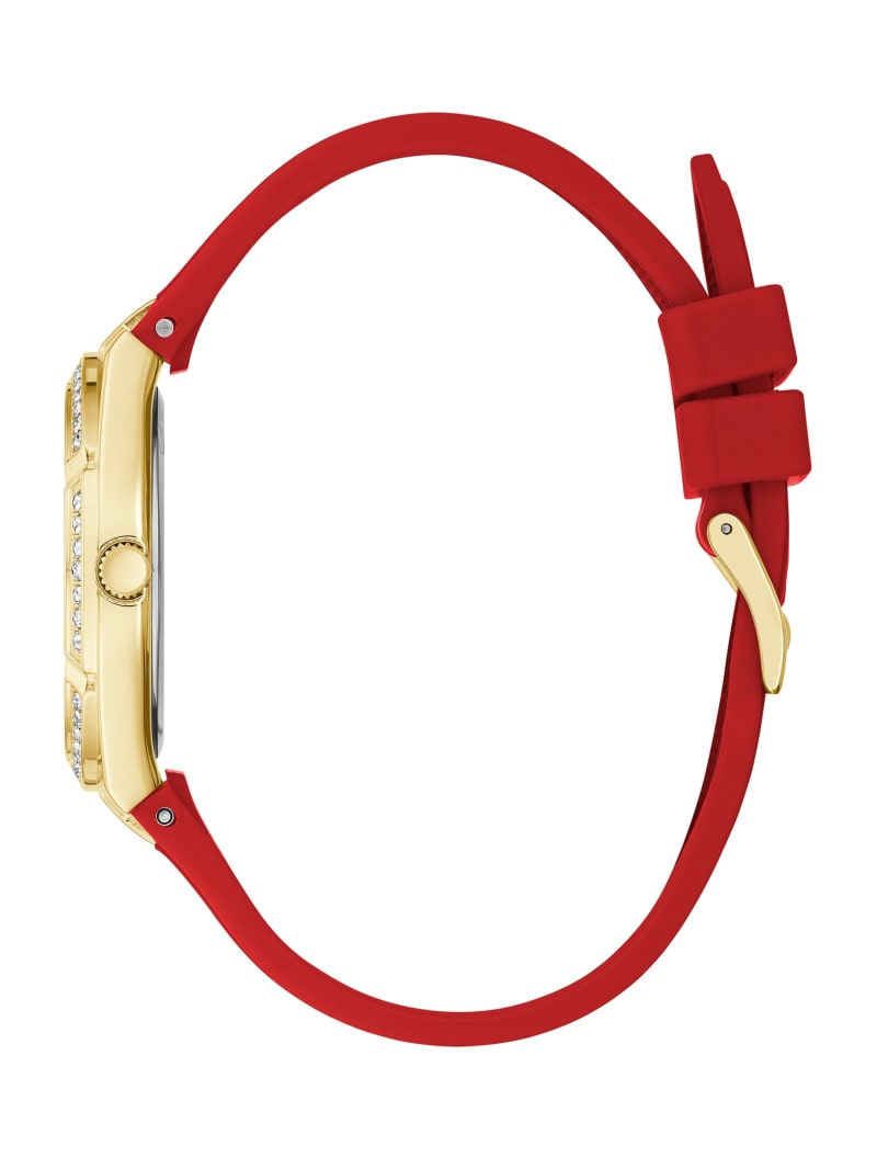 Guess Gold-Tone and Red Analog Watch. 2