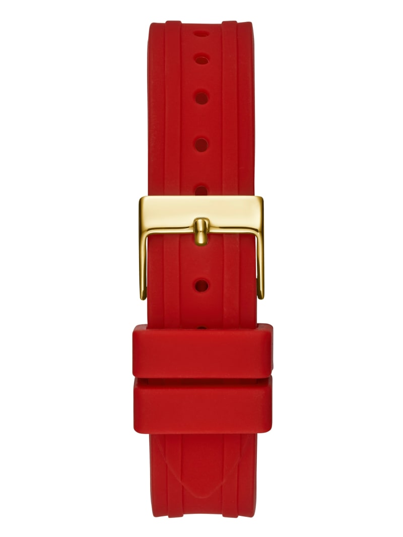 Guess Gold-Tone and Red Analog Watch. 3