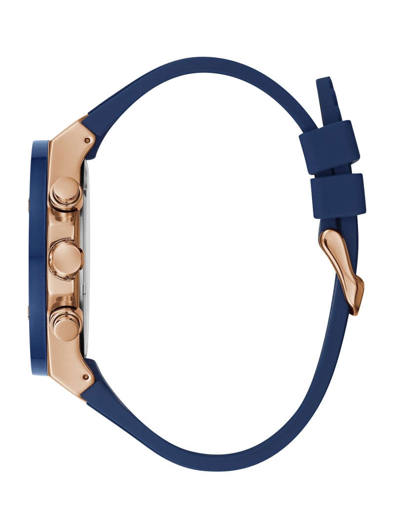 Blue And Rose-Gold Silicone Watch