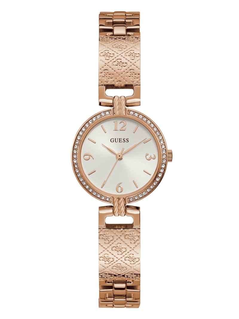 Guess Rose Gold-Tone Logo Bangle Watch. 1