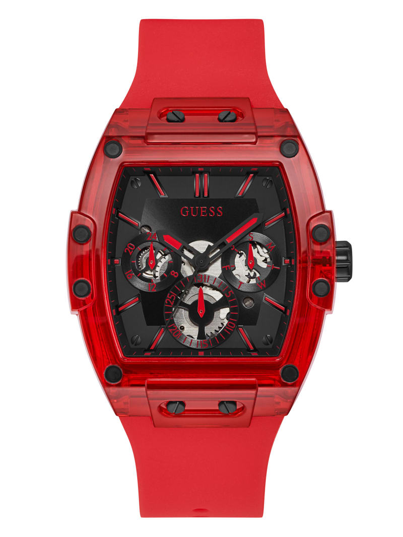 Guess Red Plastic and Silicone Multifunction Watch. 3