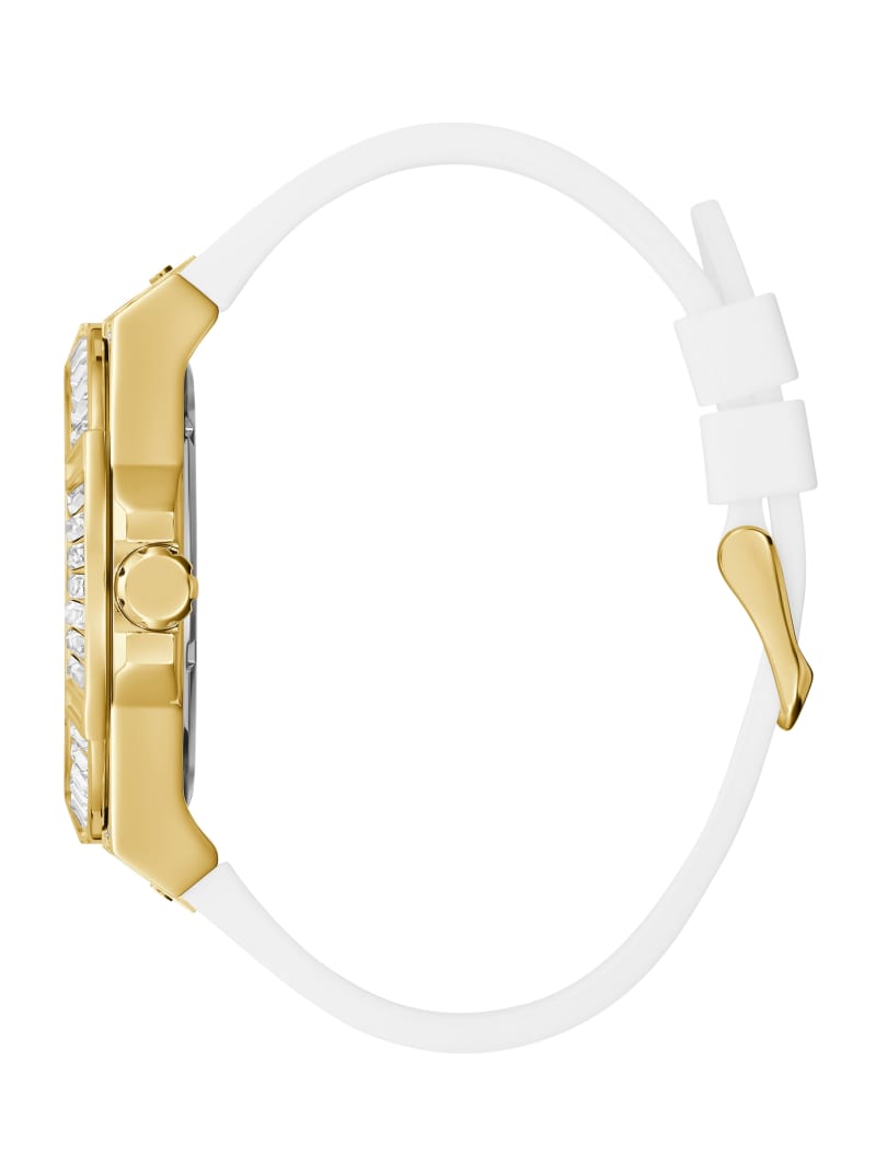 Gold-Tone and White Baguette Multifunction Watch
