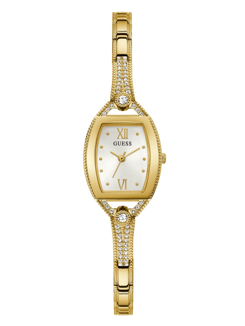 Gold-Tone Rhinestone Analog Watch