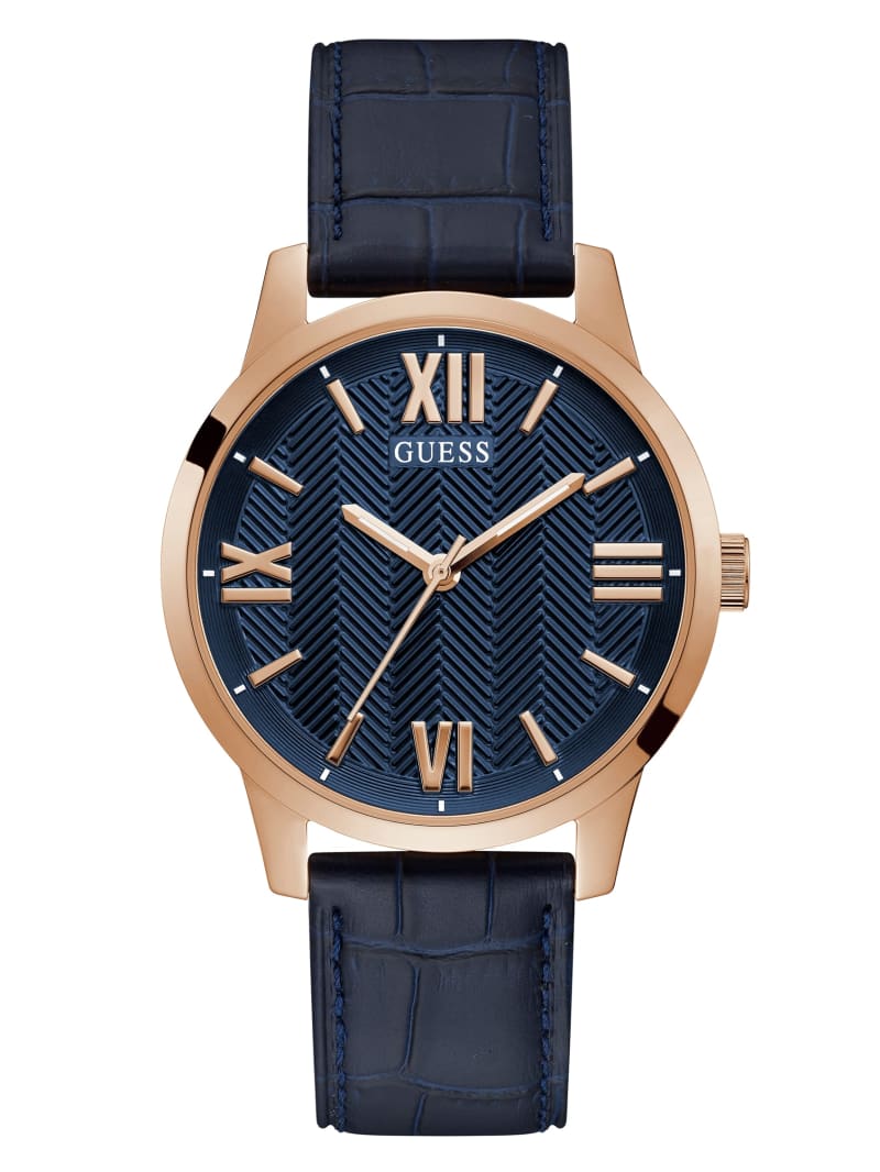 Rose Gold-Tone and Navy Analog Watch