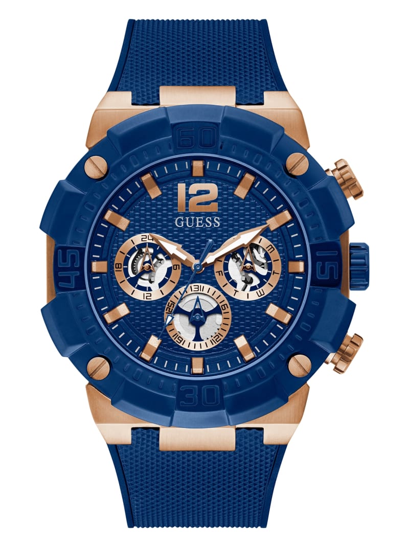 Rose Gold-Tone and Blue Multifunction Watch