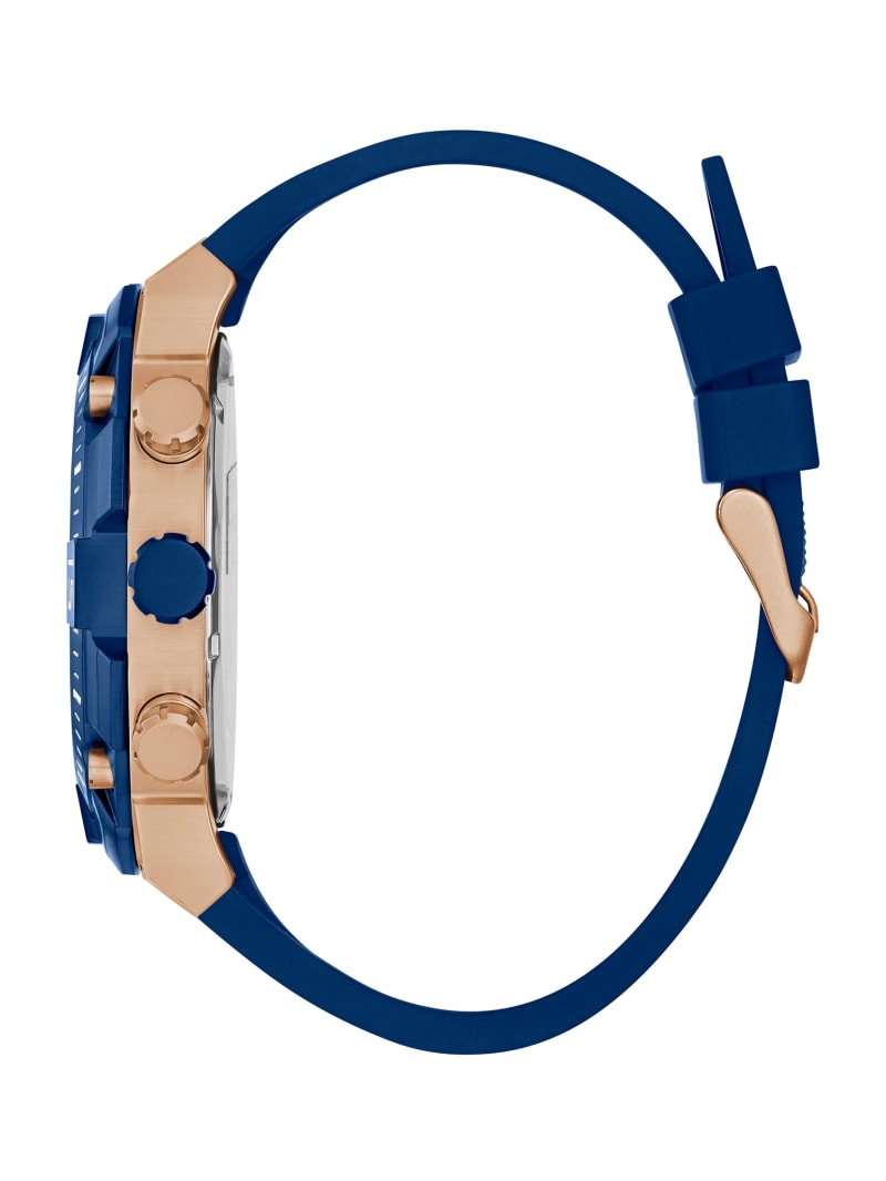 Guess Rose Gold-Tone and Blue Multifunction Watch. 2