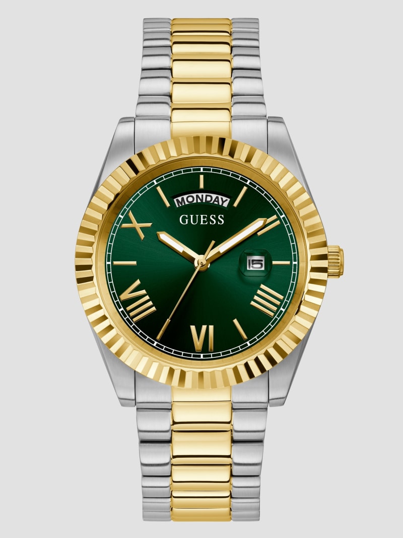 Two-Tone and Green Analog Watch | GUESS Canada