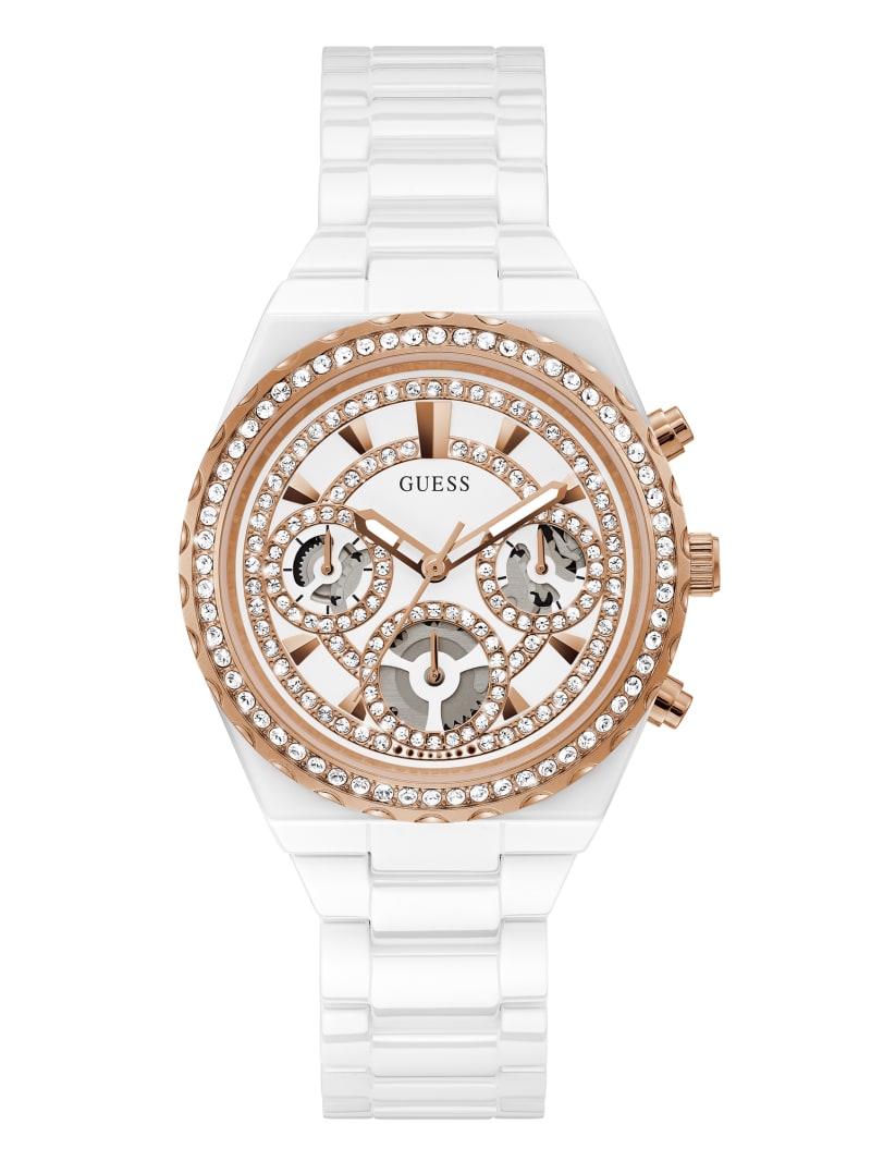 Rose Gold-Tone and White Ceramic Multifunction Watch