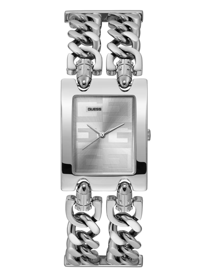 Guess Silver-Tone Square Analog Watch. 3
