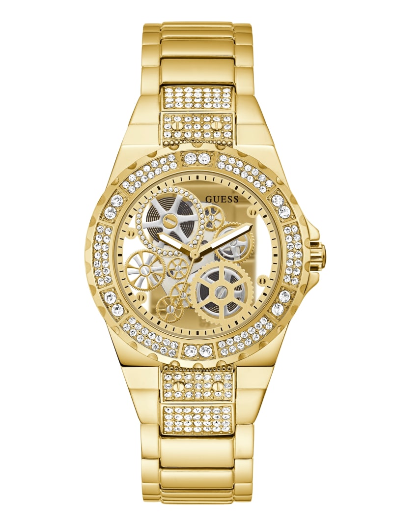 Gold-Tone Exposed Dial Analog Watch