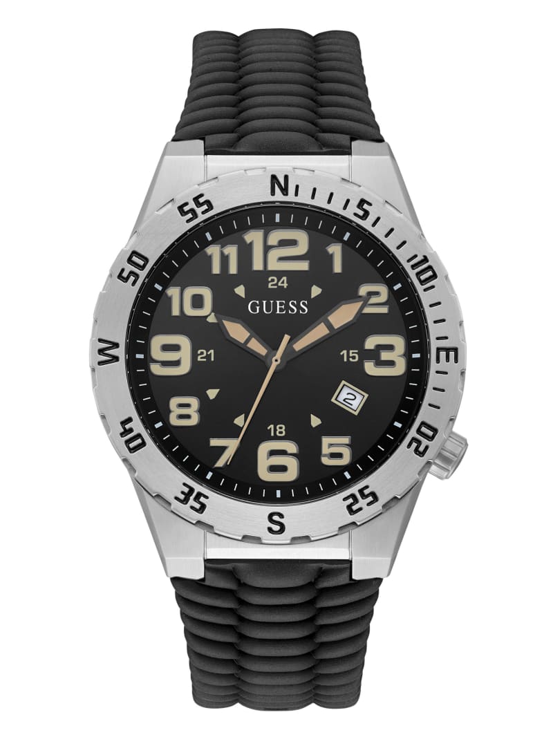 Guess Silver-Tone And Black Multifunction Watch. 1