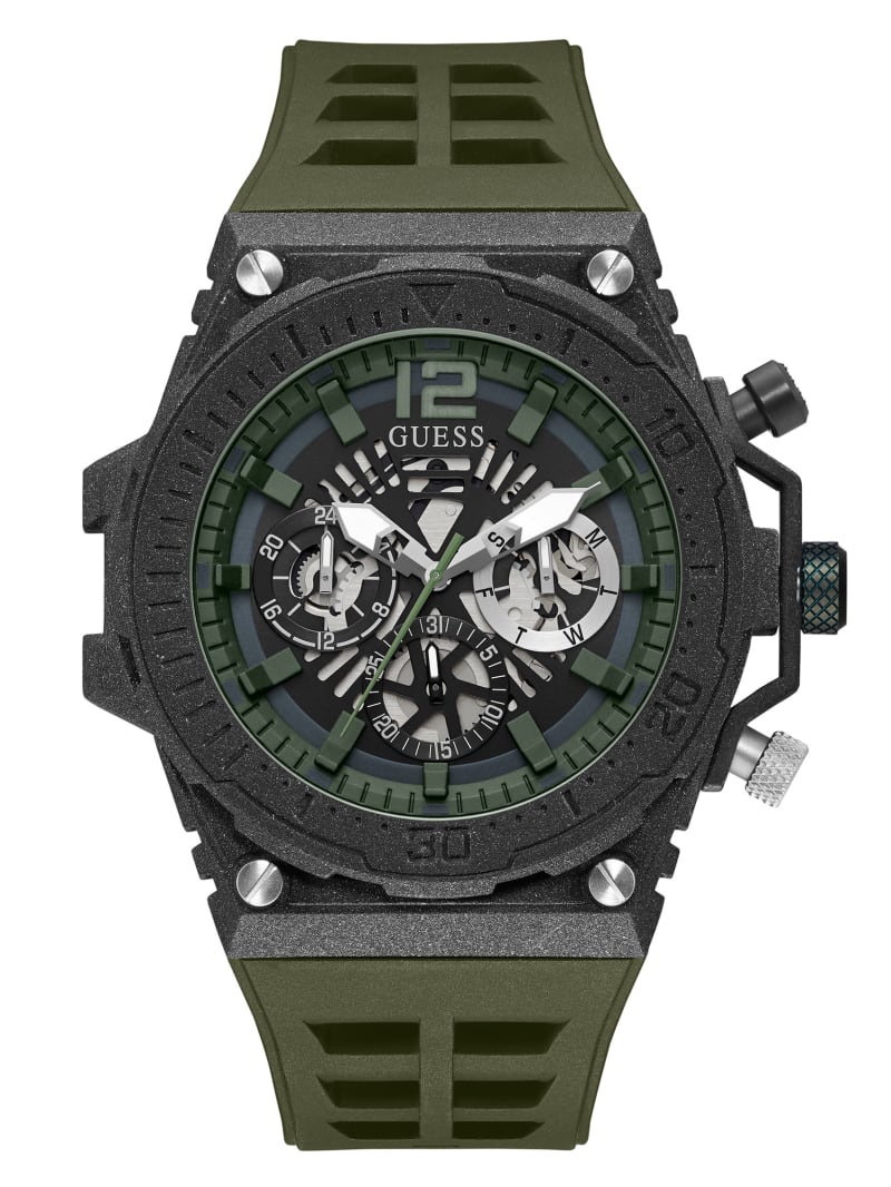 Olive and Black Exposed Dial Multifunction Watch