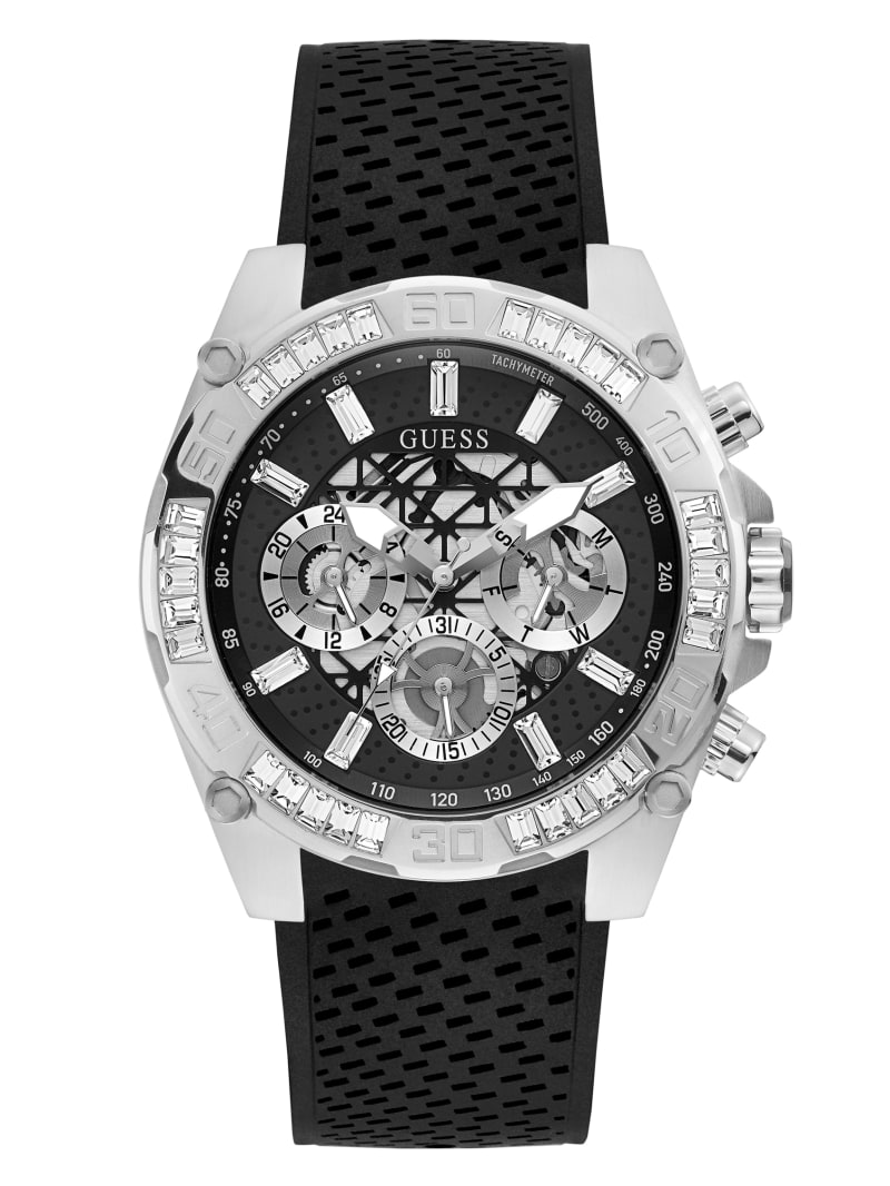 Silver-Tone And Black Tachymeter Watch