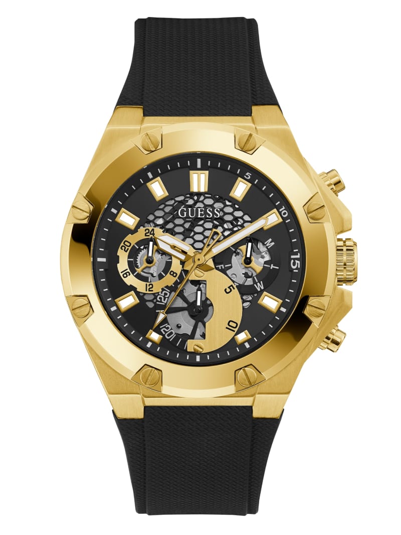 Gold-Tone and Black Multifunction Watch