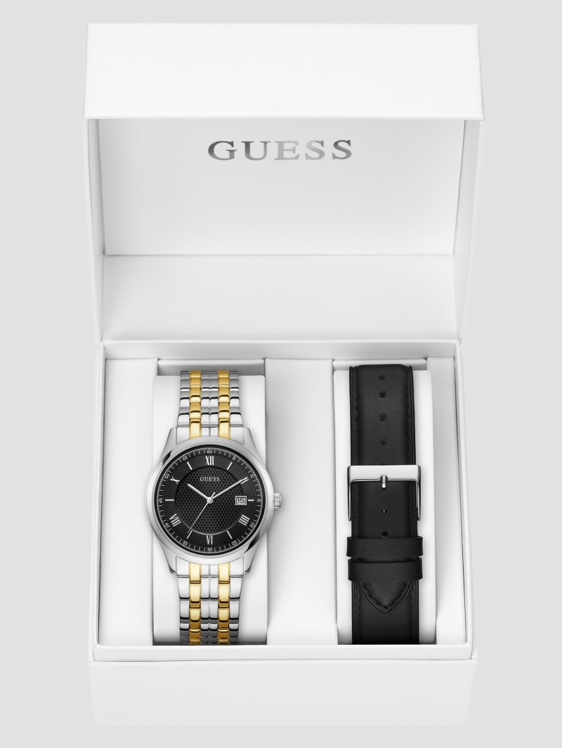 Guess watch hotsell men's leather strap