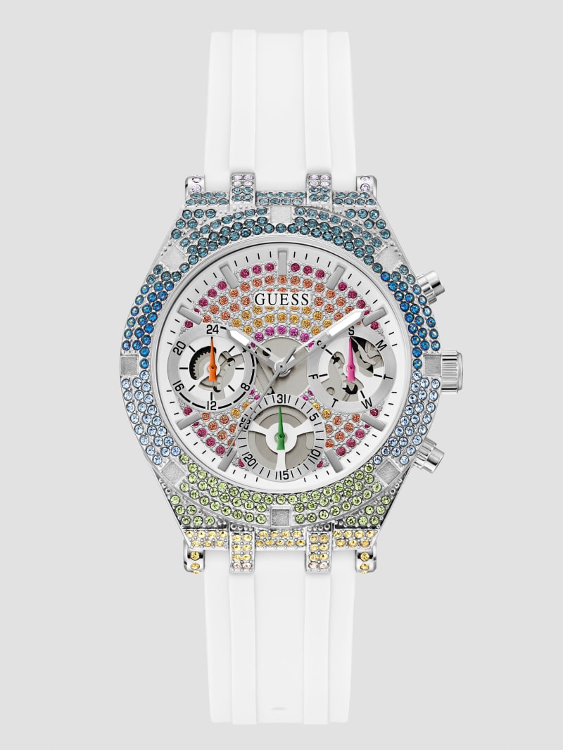 Guess white watch with crystals Clearance