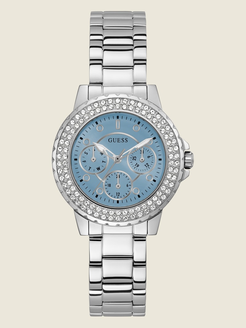 Silver Tone and Rhinestone Multifunction Watch