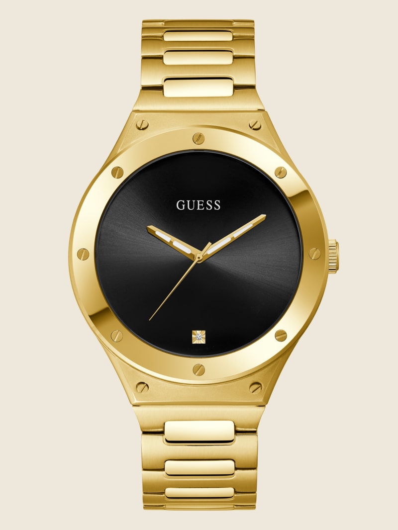 Gold guess watch with black face deals