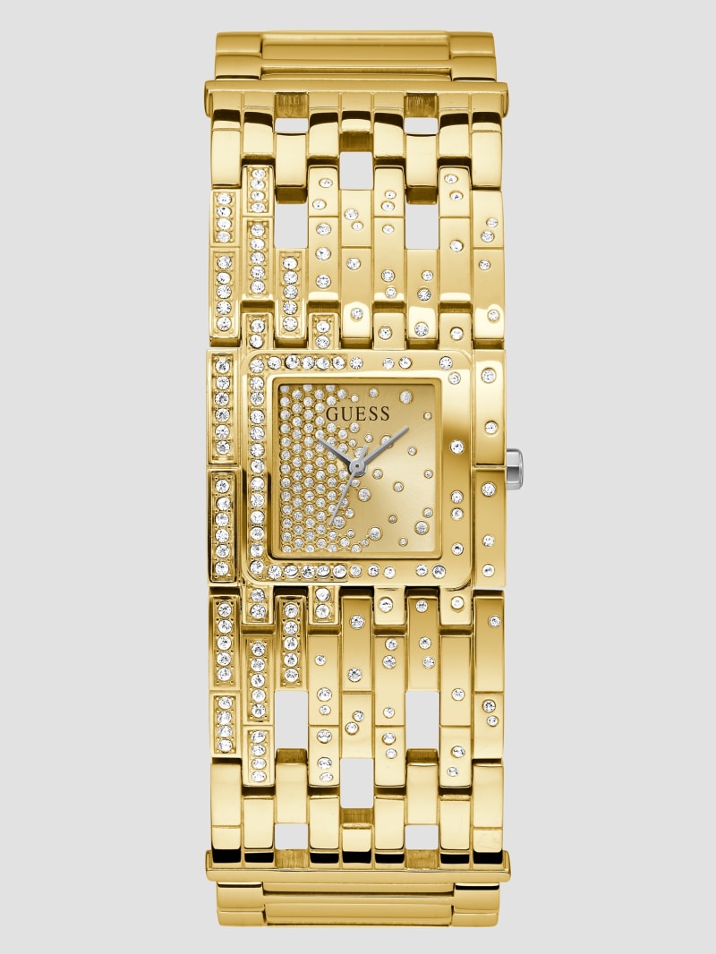 Gold-Tone and Crystals Bangle Watch
