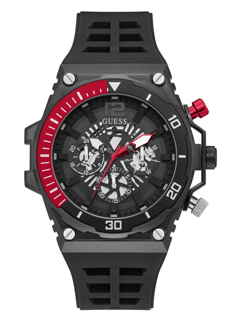 Black Exposed Dial Multifunction Watch GUESS Canada