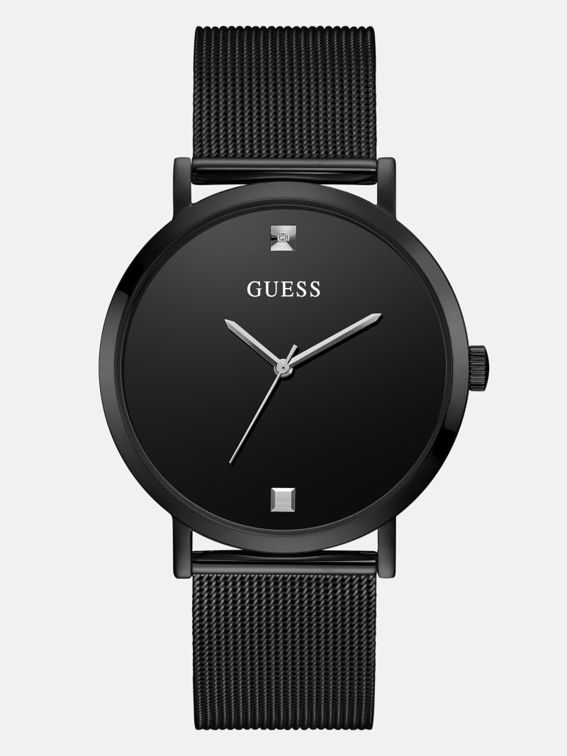 Black Analog Mesh Watch