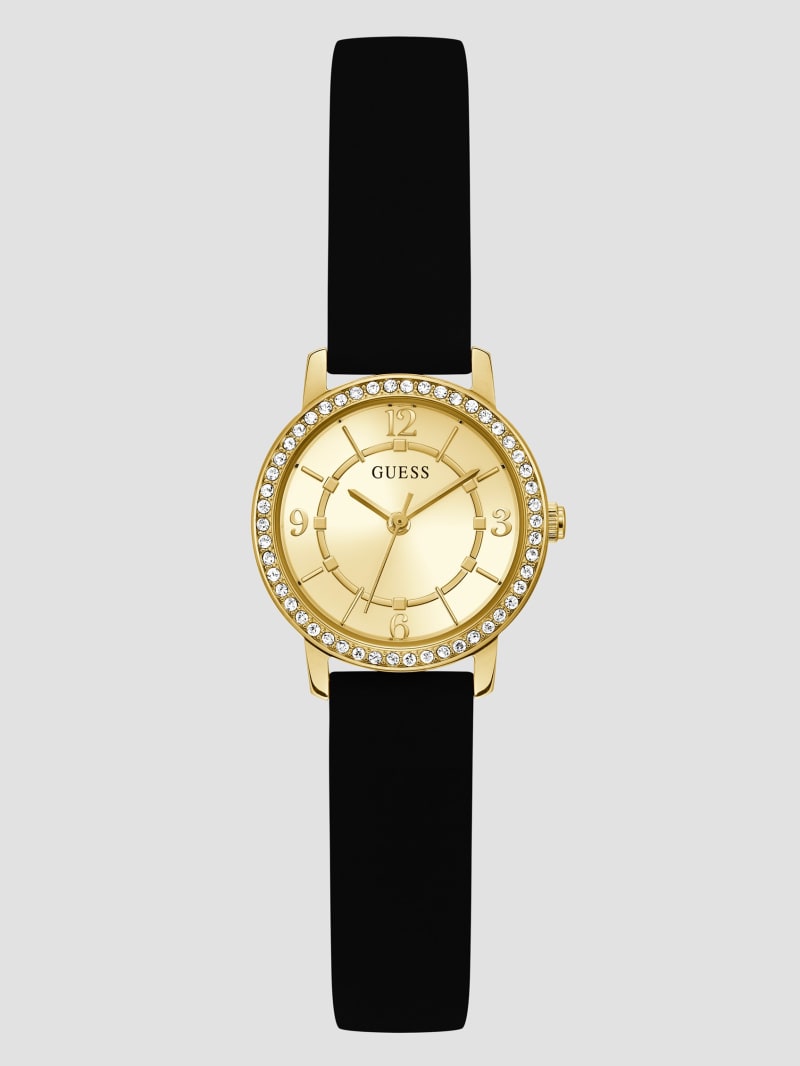 Gold-Tone and Black Silicone Analog Watch
