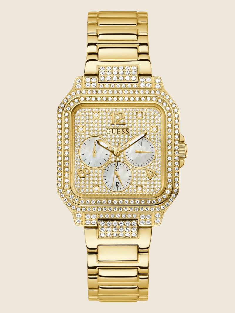 Gold-Tone Square Multifunction Watch