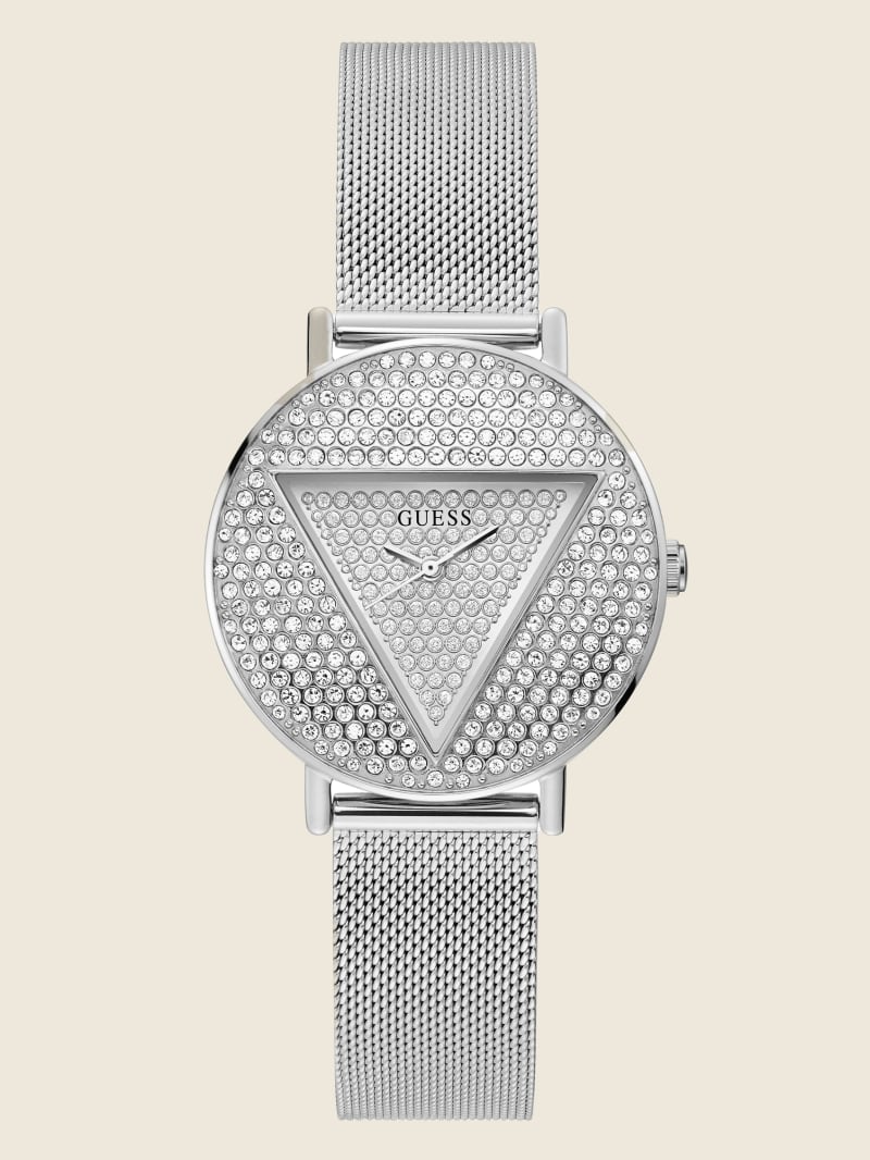 Silver Tone Logo Analog Watch GUESS