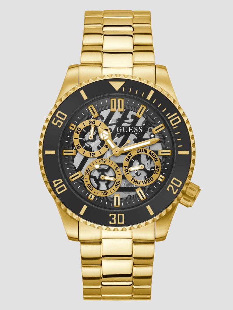 Gold-Tone and Black Multifunction Watch