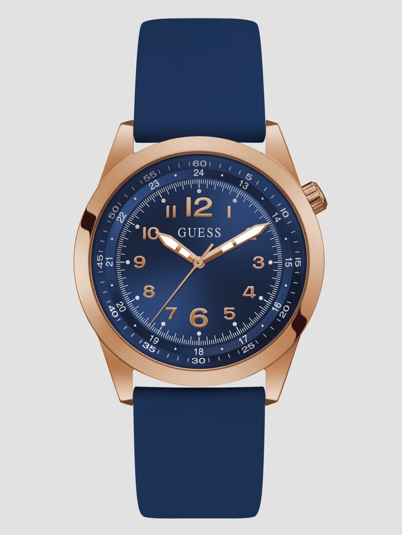 Rose Gold-Tone and Blue Analog Watch