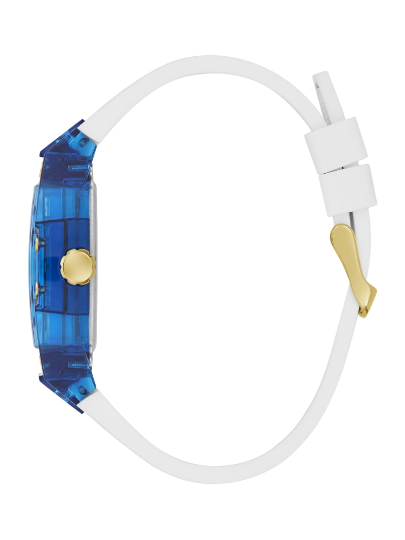 Blue and White Silicone Multifunction Watch