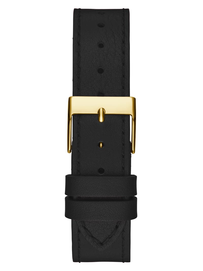 Gold-Tone Triangle and Black Leather Analog Watch | GUESS Canada