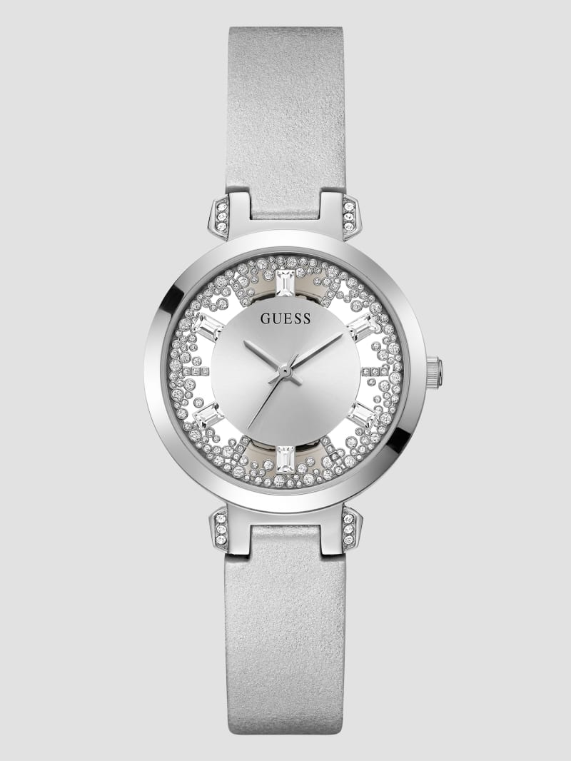 Silver-Tone Crystal Analog Watch