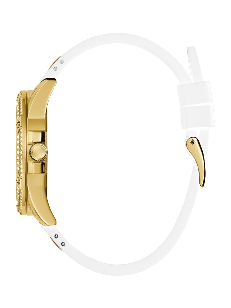 Gold-Tone and White Silicone Multifunction Watch