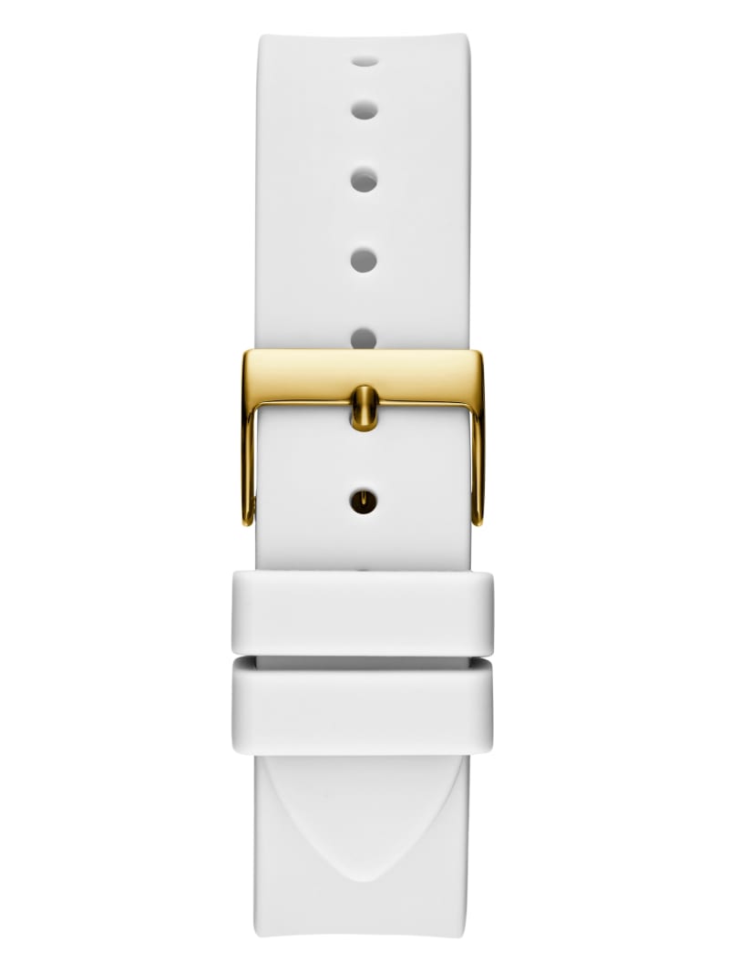 Gold Tone and White Silicone Multifunction Watch GUESS