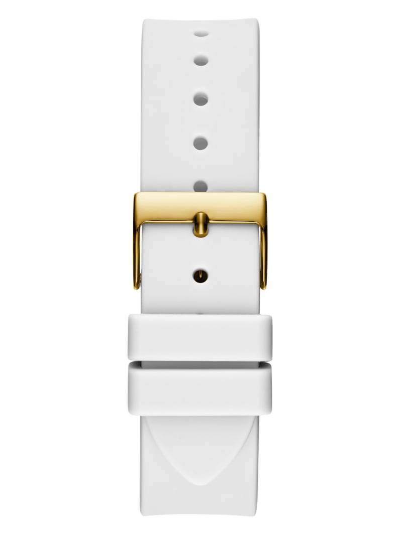 Gold-Tone and White Silicone Multifunction Watch