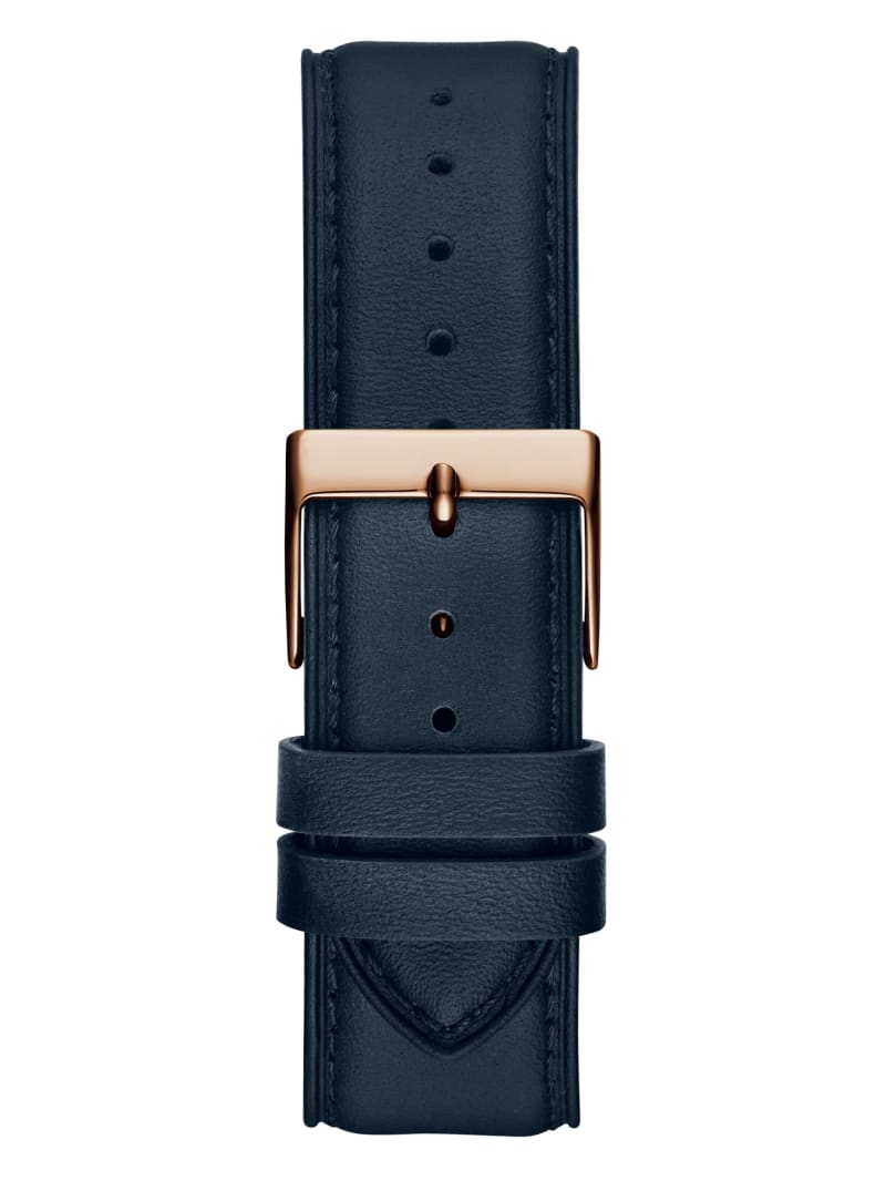 Rose Gold Tone and Navy Leather Multifunction Watch GUESS