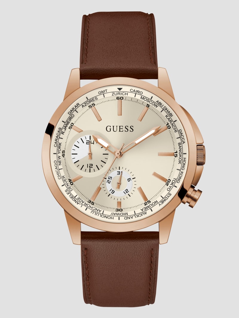 Brown Leather Multifunction Watch