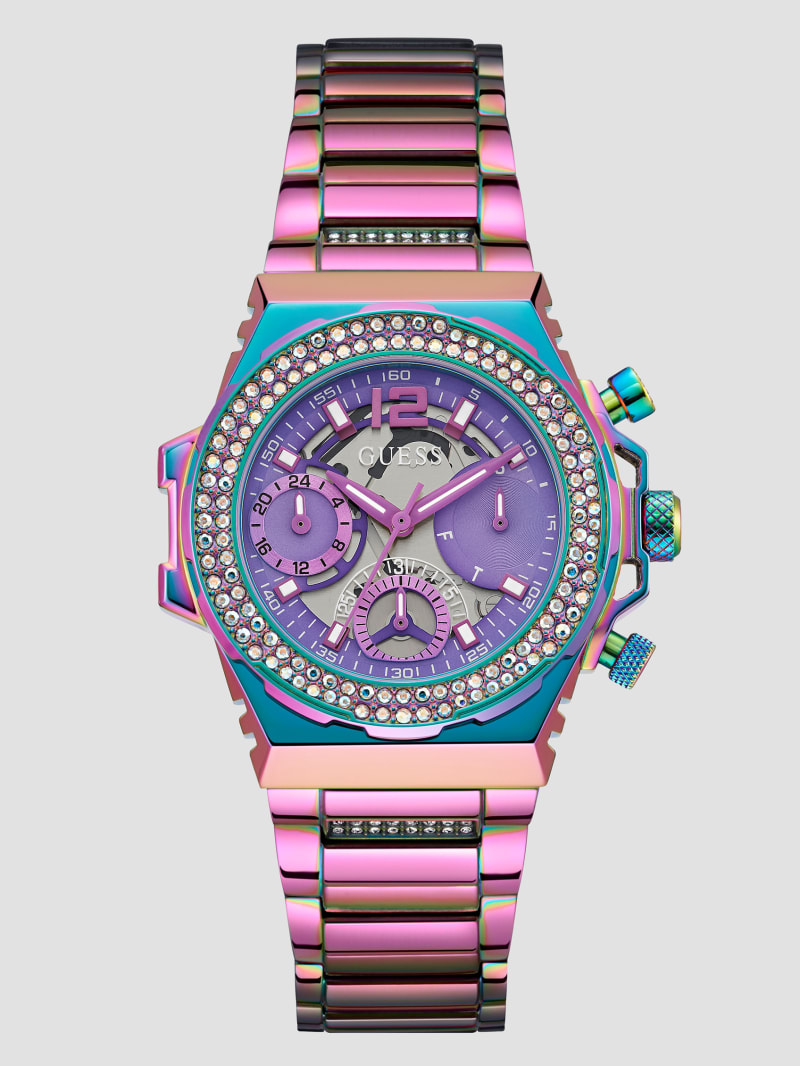 Iridescent crystal multifunction watch clearance