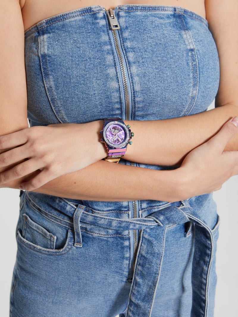 Guess iridescent crystal multifunction watch hot sale