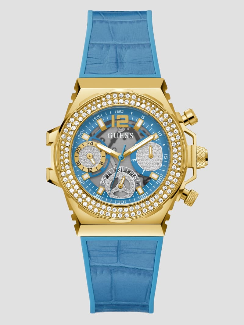 Blue Croc Embossed Multifunction Watch GUESS Canada