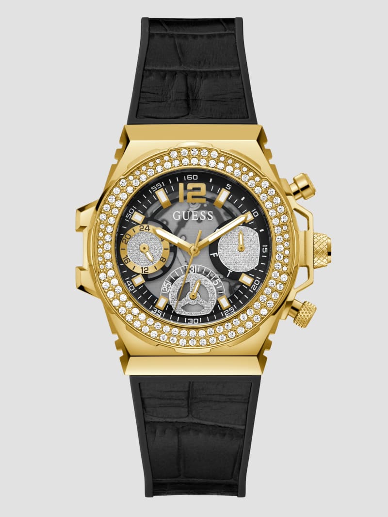 Gold and black guess watch sale