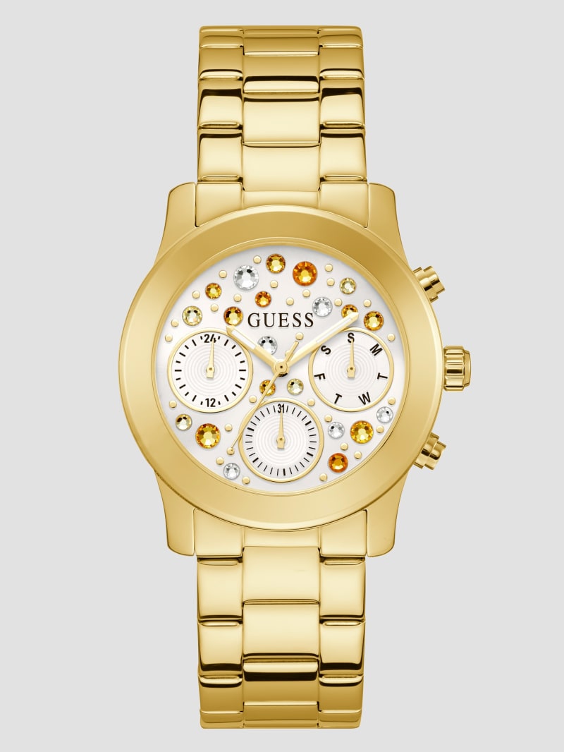 Gold-Tone Crystal Multifunction Watch