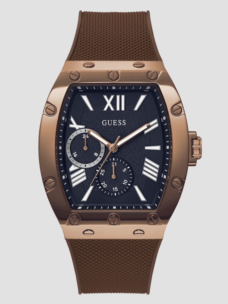 Textured Brown Silicone | Watch GUESS Multifunction